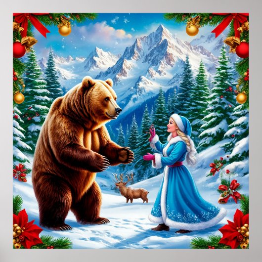Snow Maiden Bezaubernde Winterlandschaft Poster (Vorne)