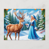 Snow Maiden Bezaubernde Winterlandschaft Postkarte (Rückseite)