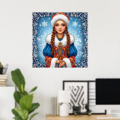 Snow maiden Schönes Winterportrait Poster (Heimbüro)