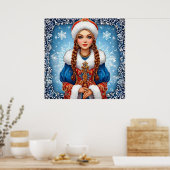 Snow maiden Schönes Winterportrait Poster (Küche)