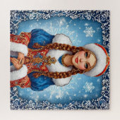 Snow maiden Schönes Winterportrait Puzzle (Horizontal)