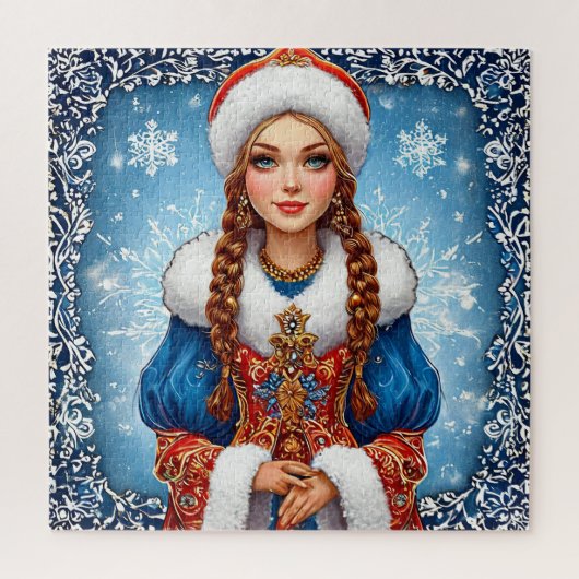 Snow maiden Schönes Winterportrait Puzzle (Vertikal)