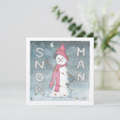 Snow Man Greycard Feiertagskarte (Stehend Vorderseite)