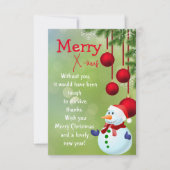 Snow man Holiday Postcard Karte (Vorderseite)