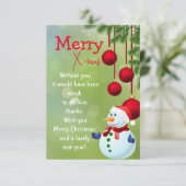 Snow man Holiday Postcard Karte (Stehend Vorderseite)