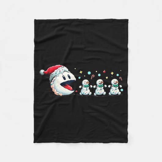 Snow Man Xmas Tee Snowman Gamer  Fleecedecke (Vorderseite)
