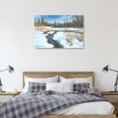 "Snow Melt" gearbeitete Canvas Print Leinwanddruck (Insitu (Schlafzimmer))