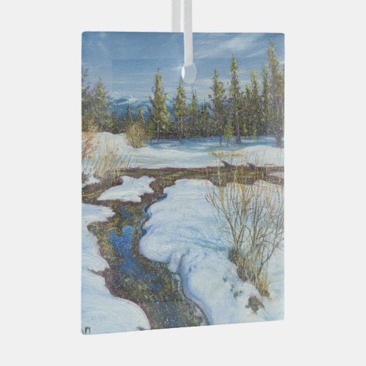 "Snow Melt" Ornament Aus Glas (Vorderseite Rechts)