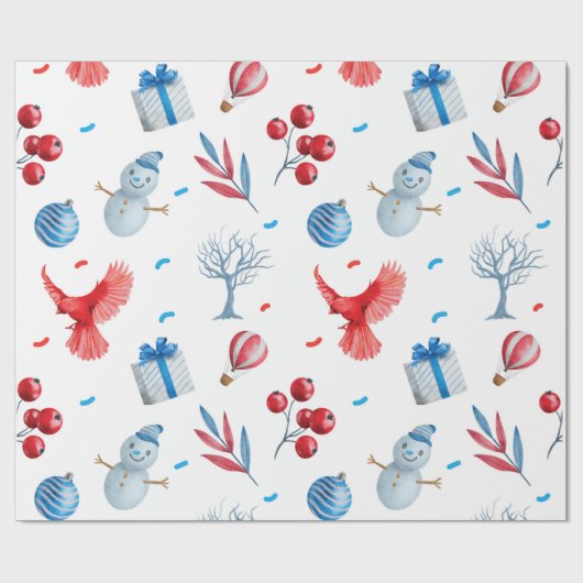 Snow Men Weihnachtsmuster Geschenkpapier (Flach)