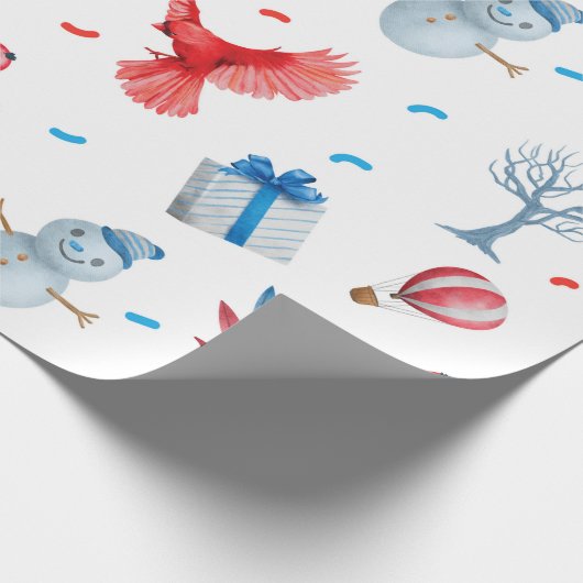 Snow Men Weihnachtsmuster Geschenkpapier (Ecke)