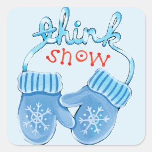 Snow Mittens Weihnachtssticker Quadratischer Aufkleber