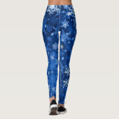 Snow Mitternachtsblauer Himmel Schneeflocken Leggings (Rückseite)