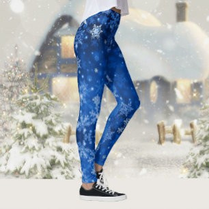 Snow Mitternachtsblauer Himmel Schneeflocken Leggings