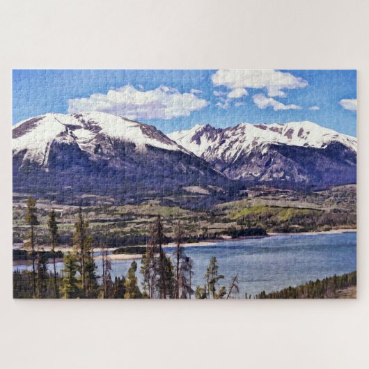 Snow Mountain Lake Scene Riesenpuzzle Puzzle (Horizontal)