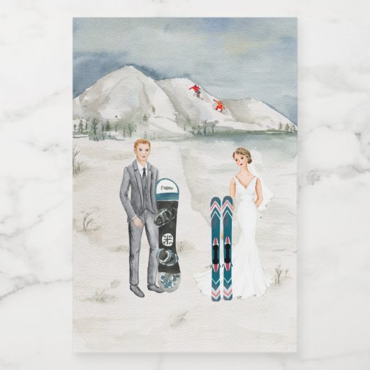 Snow Mountain Winter Wedding Mini Flasche Etikett (Einzelnes Label)