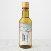 Snow Mountain Winter Wedding Mini Flasche Etikett (Vorderseite)