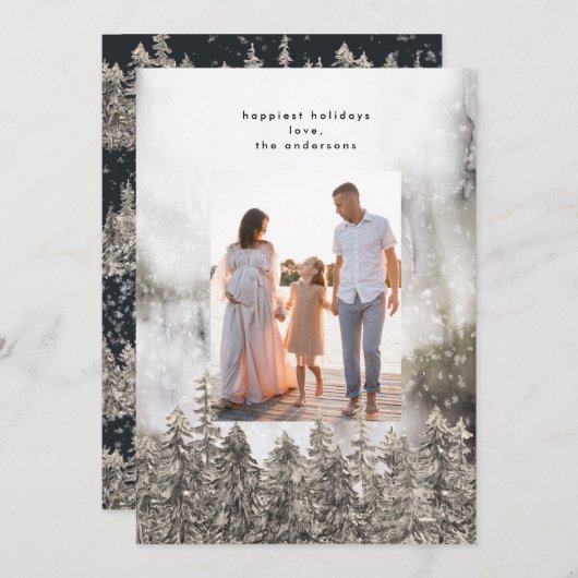 Snow Mountains Bäume Weihnachten Ein Foto (Vorne/Hinten)