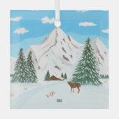 Snow Mountains Glas Square Ornament Ornament Aus Glas (Vorderseite)