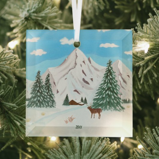Snow Mountains Glas Square Ornament Ornament Aus Glas (Insitu)