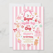 Snow Much Fun To Be One Christmas Bow Birthday Einladung (Vorderseite)