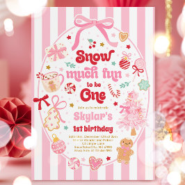Snow Much Fun To Be One Christmas Bow Birthday Einladung