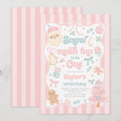 Snow Much Fun To Be One Christmas Bow Birthday Einladung (Vorne/Hinten)