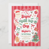 Snow Much Fun To Be One Christmas Bow Birthday Einladung (Vorderseite)