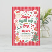 Snow Much Fun To Be One Christmas Bow Birthday Einladung (Stehend Vorderseite)