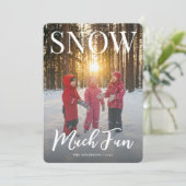 Snow Much Fun Winter Holiday Family Photo Feiertagskarte (Stehend Vorderseite)
