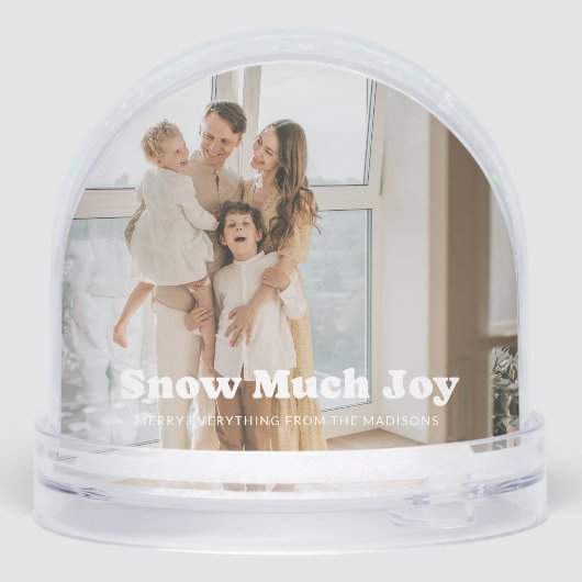 Snow Much Joy Playful Quote Photo Schneekugeln (Rückseite)