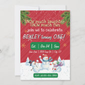 Snow much laughter Snow much Fun, 1st Birthday Einladung (Vorderseite)