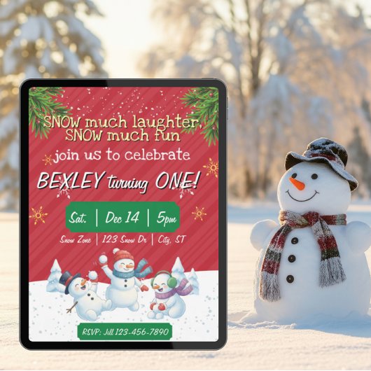 Snow much laughter Snow much Fun, 1st Birthday Einladung