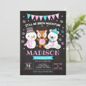 Snow Much Spaß Geburtstagseinladung / Mädchen Einladung (Stehend Vorderseite)