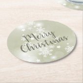 Snow on Sage Elegantes Abstraktes Wasser Runder Pappuntersetzer (Angewinkelt)
