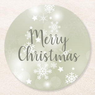 Snow on Sage Elegantes Abstraktes Wasser Runder Pappuntersetzer
