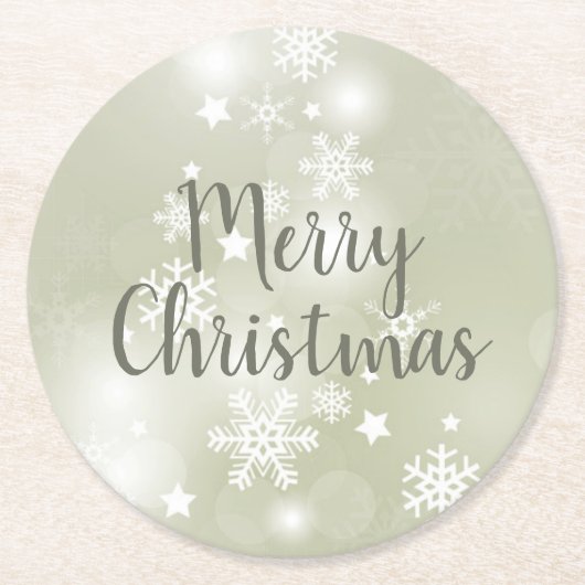 Snow on Sage Elegantes Abstraktes Wasser Runder Pappuntersetzer (Vorderseite)