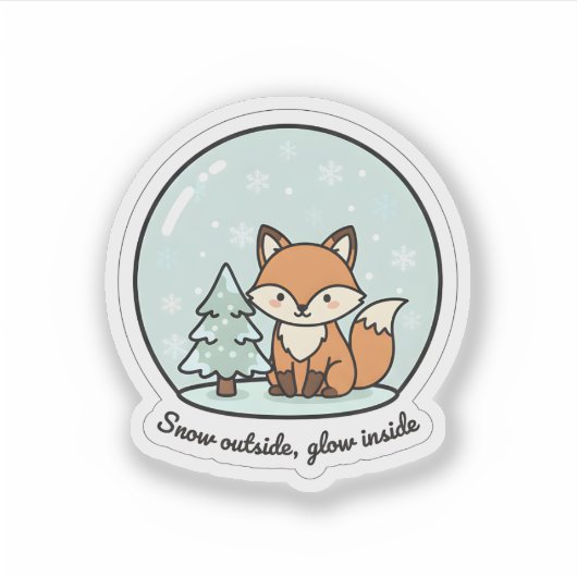 Snow Outside Glow Inside Fox Sticker | Winter Snow (Vorderseite)