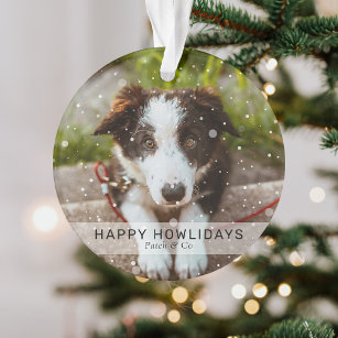 Snow Overlay 2 Benutzerdefinierter Hund Foto Happy Ornament