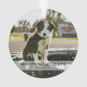 Snow Overlay 2 Benutzerdefinierter Hund Foto Happy Ornament (Rückseite)