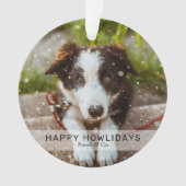 Snow Overlay 2 Benutzerdefinierter Hund Foto Happy Ornament (Vorderseite)