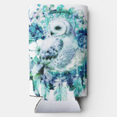 Snow Owl Dreamcatcher Green and Teal Blue Floral Selters Dosenkühler (Rückseite)