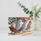 Snow Owl Frohe Weihnachten Postkarte (Stehend Vorderseite)