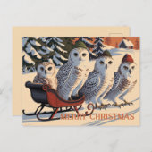Snow Owl Frohe Weihnachten Postkarte (Vorne/Hinten)