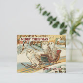 Snow Owl Frohe Weihnachtsnamen Postkarte (Stehend Vorderseite)