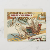 Snow Owl Frohe Weihnachtsnamen Postkarte (Vorne/Hinten)