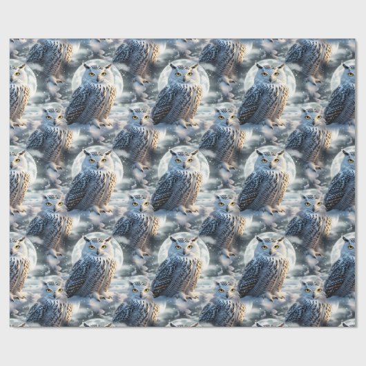 Snow Owl in Winter Moonlight Geschenkpapier (Flach)