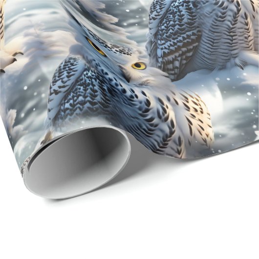 Snow Owl in Winter Moonlight Geschenkpapier (Rolleneckpunkt)