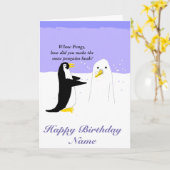 Snow Penguin anpassen Geburtstagskarte Karte (Gelbe Blume)
