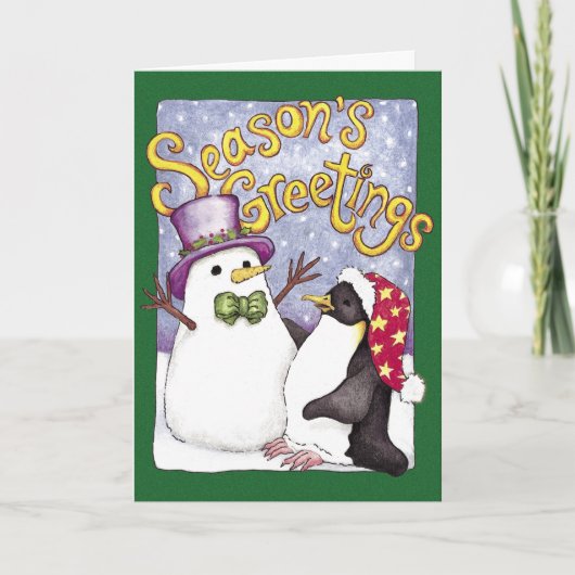 Snow Penguin Weihnachtskarte Feiertagskarte (Vorderseite)