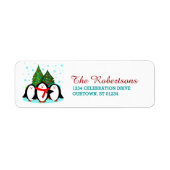 Snow Penguins Weihnachtsadressen Labels (Vorne)